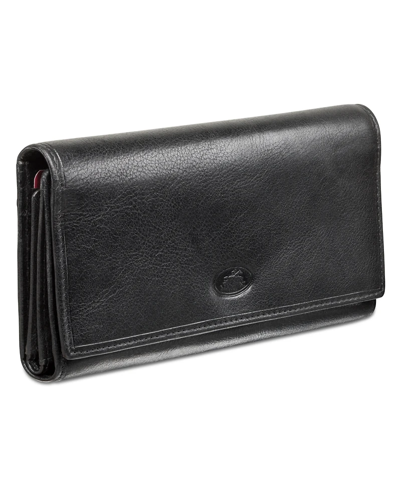 Mancini Equestrian-2 Collection Rfid Secure Trifold Checkbook Wallet