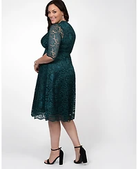 Kiyonna Plus Mademoiselle Lace Cocktail Dress with Sleeves