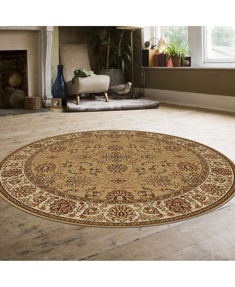 Closeout! Km Home 1592/1075/Beige Pesaro Beige 5'3" x 5'3" Round Area Rug
