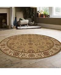 Closeout! Km Home 1592/1075/Beige Pesaro Beige 5'3" x 5'3" Round Area Rug