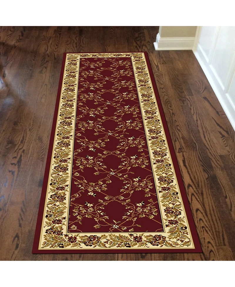 Closeout! Km Home 1427/1734/Burgundy Navelli Red 2'2" x 8' Runner Rug