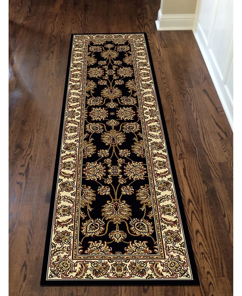 Closeout! Km Home 1330/1224/Black Navelli Black 2'2" x 8' Runner Rug