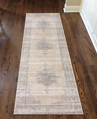 Closeout! Km Home 3563/0023/Bone Cantu Ivory/ Cream 2'2" x 7'7" Runner Rug