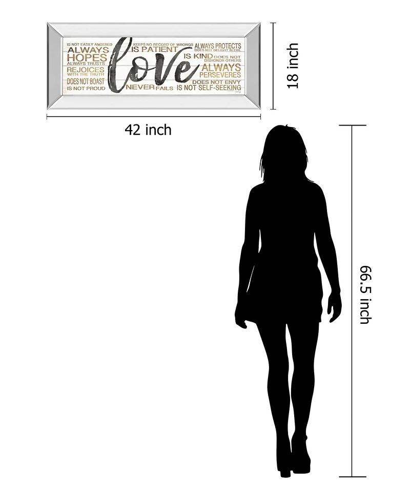 Classy Art Love by Marla Rae Mirror Framed Print Wall Art - 18" x 42"