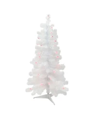 Northlight 3' Pre-Lit White Iridescent Pine Slim Artificial Christmas Tree - Pink Lights