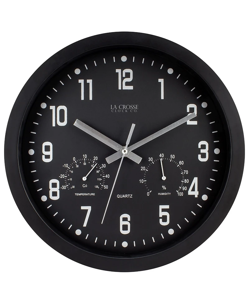 La Crosse Clock 404-2631 12" Indoor Analog Wall Clock with Temperature and Humidity