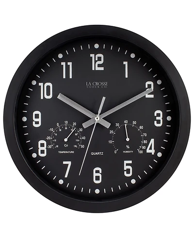 La Crosse Clock 404-2631 12" Indoor Analog Wall Clock with Temperature and Humidity