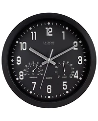 La Crosse Clock 404-2631 12" Indoor Analog Wall Clock with Temperature and Humidity