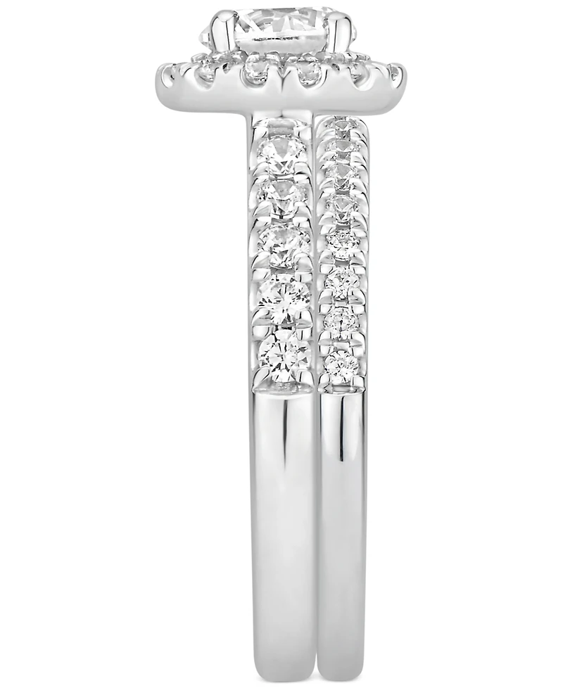 Gia Certified Diamond Halo Bridal Set (1-1/2 ct. t.w.) in 14k White Gold