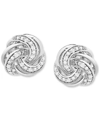 Diamond Love Knot Stud Earrings (1/10 ct. t.w.) in Sterling Silver