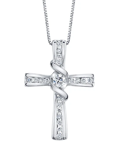 Diamond (1/3 ct. t.w.) Cross Pendant in 14k White Gold