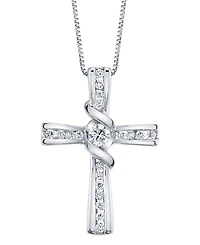 Diamond (1/3 ct. t.w.) Cross Pendant in 14k White Gold