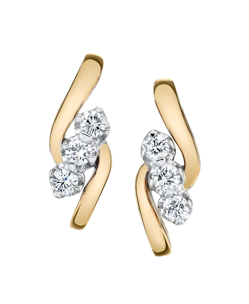 Diamond (1/3 ct. t.w.) Earrings in 14k Yellow and White Gold
