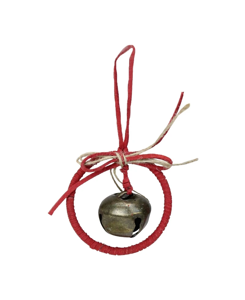 Northlight 5.5" Red Wreath with Bow and Jingle Bell Christmas Ornament
