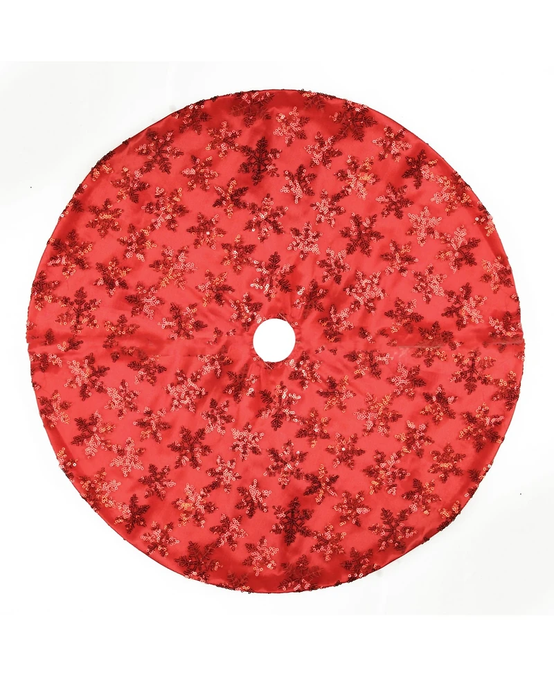 Northlight 20" Red Sequin Snowflake Pattern Mini Christmas Tree Skirt