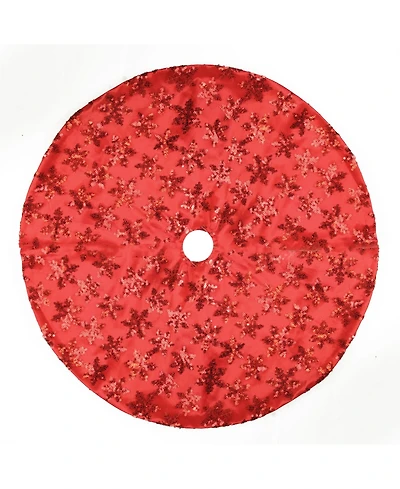 Northlight 20" Red Sequin Snowflake Pattern Mini Christmas Tree Skirt