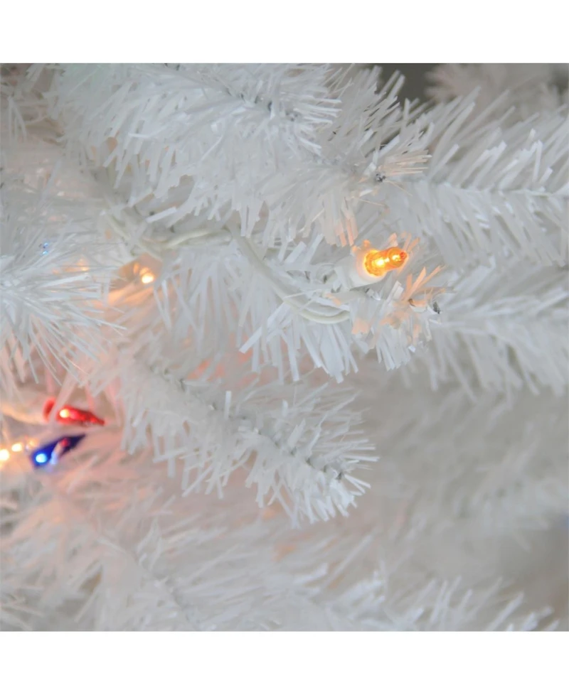 Northlight 18" Pre-Lit Snow White Artificial Christmas Tree - Multi-Color Lights