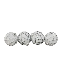 Northlight 4ct White and Gray Diamond Pattern Christmas Glass Ball Ornaments 4" 100mm