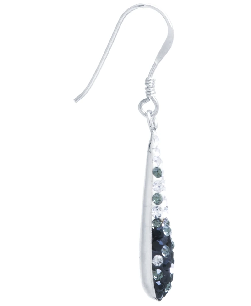 Crystal Pave Tear-Shape Drop Earrings Sterling Silver