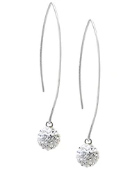 Crystal Pave Orb Threader Earrings Sterling Silver