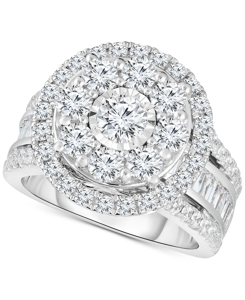 TruMiracle Diamond Halo Cluster Engagement Ring (3 ct. t.w.) in 10k White Gold