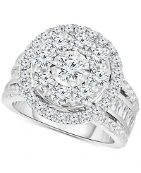 TruMiracle Diamond Halo Cluster Engagement Ring (3 ct. t.w.) in 10k White Gold