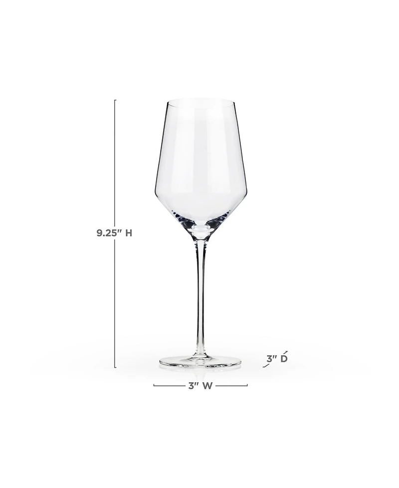 Viski Raye Angled Crystal Chardonnay Wine Glasses, Set of 2, 13 Oz