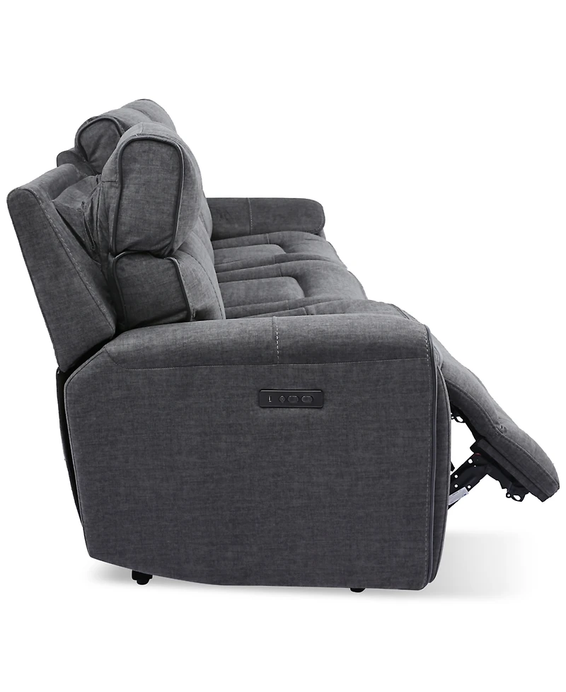 Closeout! Hutchenson 3-Pc. Fabric Sectional with 3 Power Recliners and Headrests