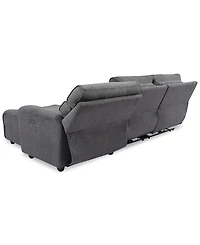 Closeout! Hutchenson 3-Pc. Fabric Chaise Sectional with 2 Power Recliners and Headrests