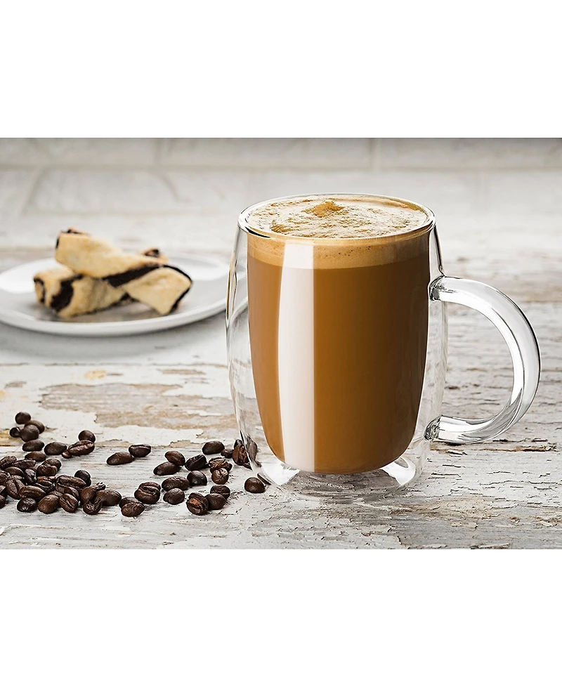 JoyJolt Aroma Double Wall Glass Coffee Mugs, Set of 2