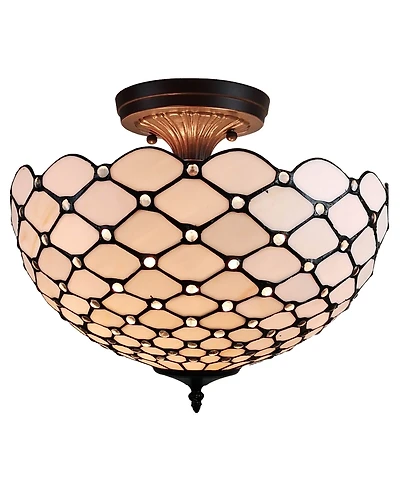 Amora Lighting Tiffany Style 2-Light Jeweled Pendant Lamp