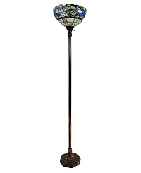 Amora Lighting Tiffany Style Hummingbirds Floral Torchiere Floor Lamp
