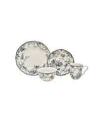 222 Fifth Adelaide Grey 16 Piece Dinnerware Set