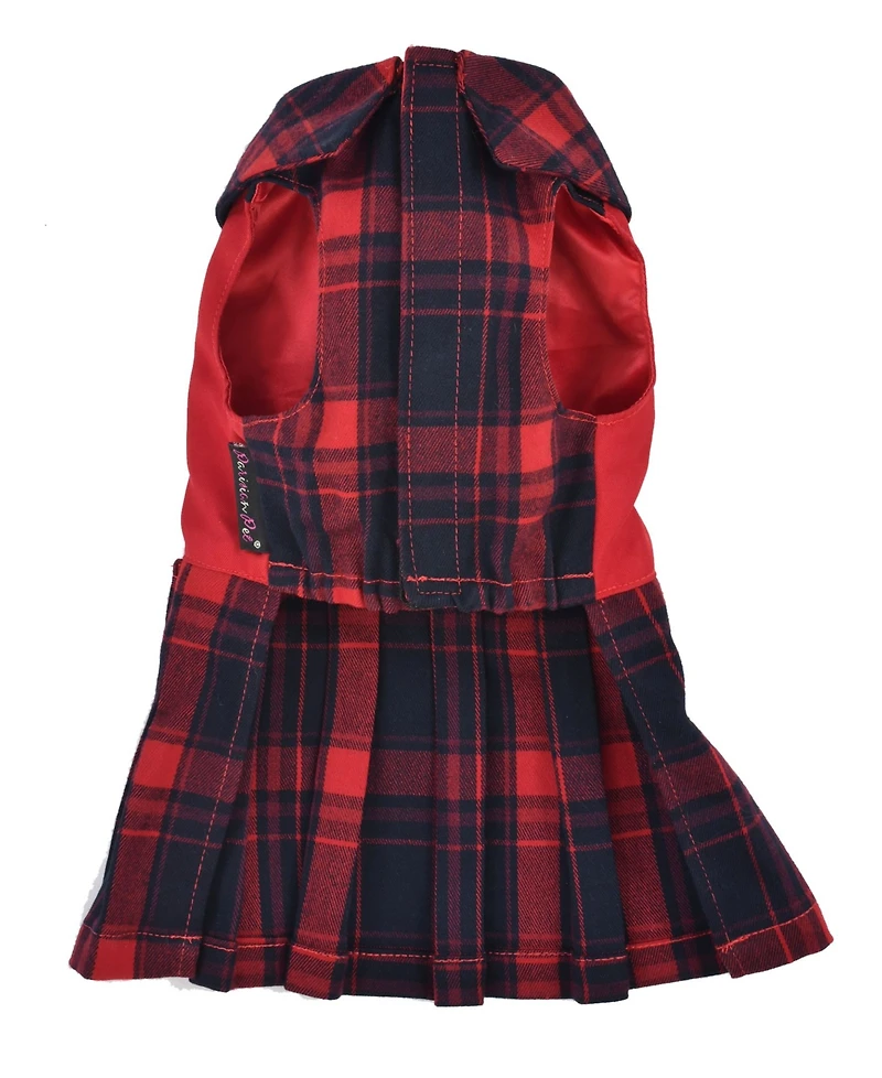 Parisian Pet Scottish Pleated Dress Red Plaid