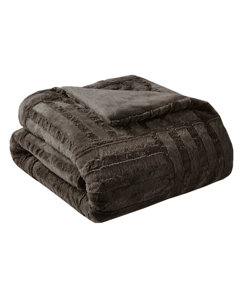 Madison Park Arctic Checkerboard Plush Faux-Fur Throw, 50" x 60"