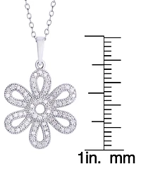 Diamond 3/8 ct. t.w. Flower Pendant Necklace in Sterling Silver