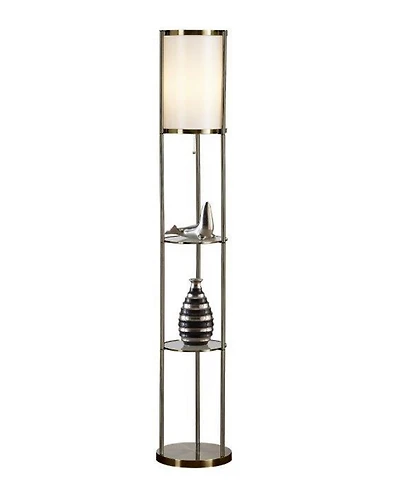 Artiva Usa Exeter 63" Floor Lamp with Durable Glass Shelf and Silk Shade