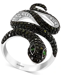 Effy Diamond (1-5/8 ct. t.w.) & Emerald Accent Snake Ring in 14k White Gold