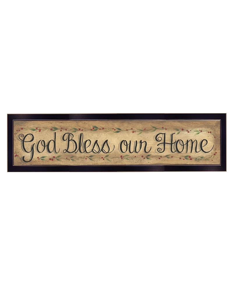 Trendy Decor 4U God Bless Our Home by Gail Eads, Ready to hang Framed Print, Black Frame, 20" x 6"