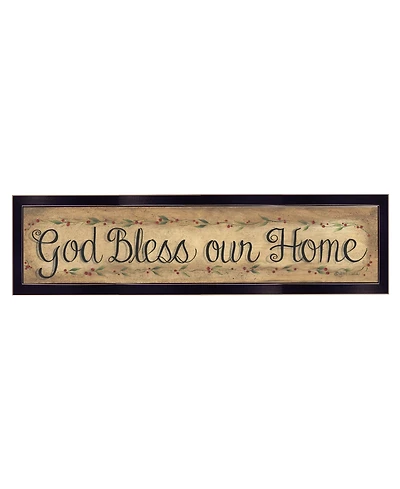 Trendy Decor 4U God Bless Our Home by Gail Eads, Ready to hang Framed Print, Black Frame, 20" x 6"