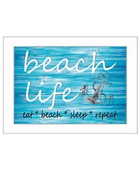 Trendy Decor 4U Beach Life By Cindy Jacobs, Printed Wall Art, Ready to hang, White Frame, 14" x 10"