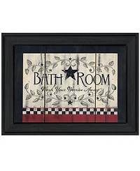 Trendy Decor 4U Bathroom by Linda Spivey, Ready to hang Framed Print, Black Frame, 15" x 11"