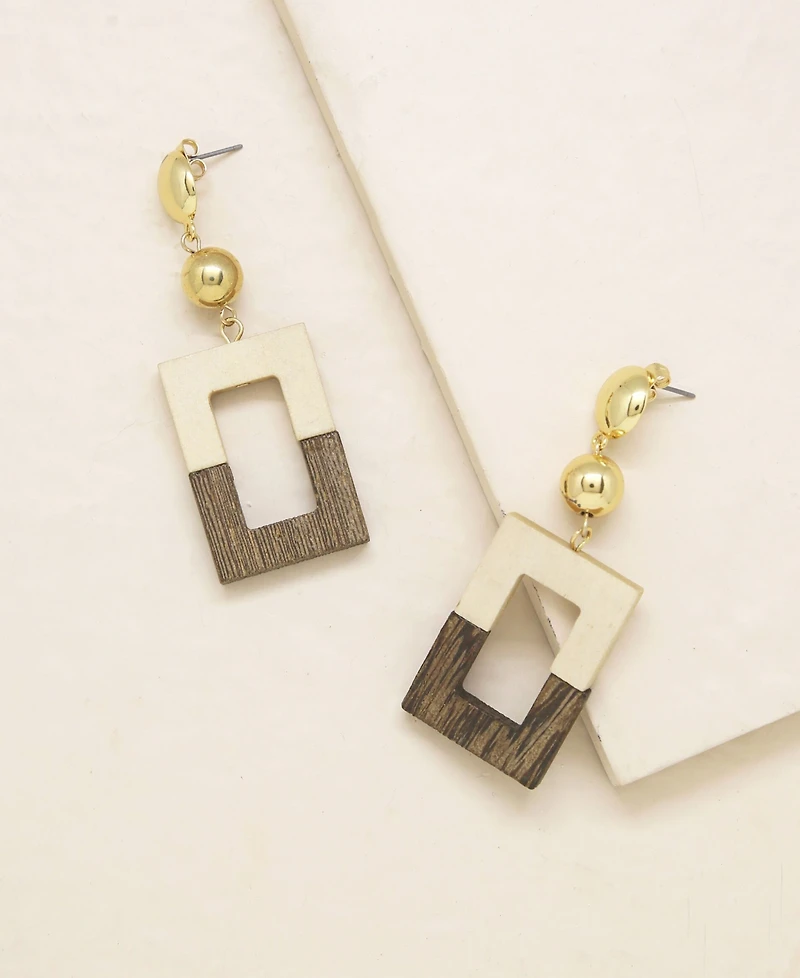 Ettika Wooden Color-Block Drop Earrings
