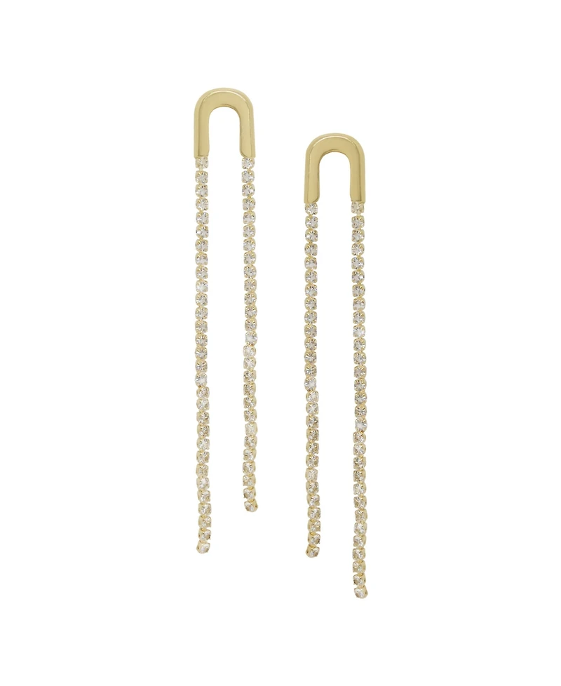 Ettika Double Crystal Chain Drop Earrings