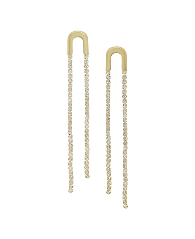 Ettika Double Crystal Chain Drop Earrings
