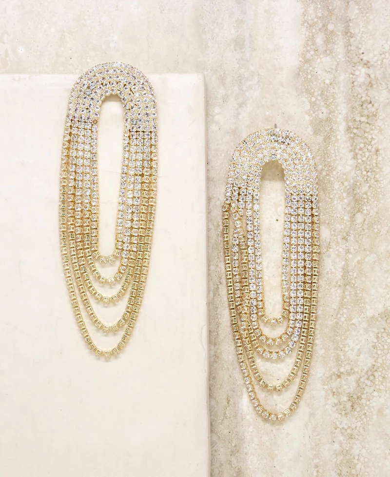 Ettika Crystal Drape Fringe Women's Earrings