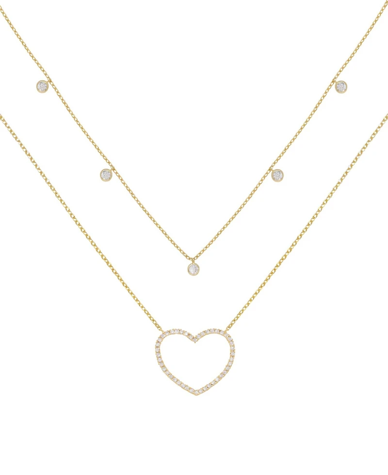 Ettika Crystal Heart Drop Layered Necklace, Set of 2