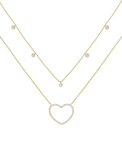 Ettika Crystal Heart Drop Layered Necklace, Set of 2