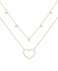 Ettika Crystal Heart Drop Layered Necklace, Set of 2