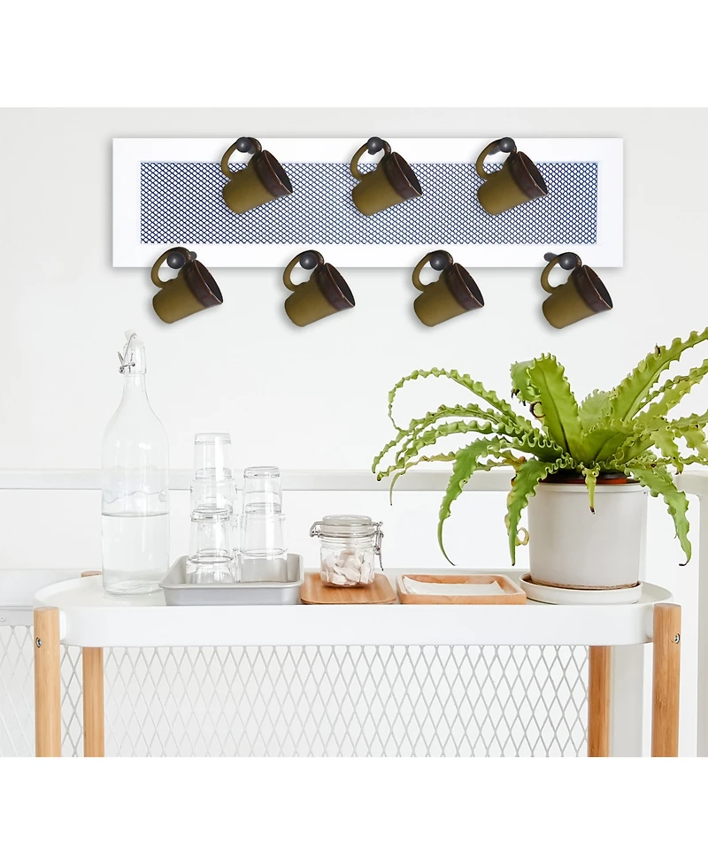 Trendy Decor 4U 7-Peg Mug Rack by Millwork Engineering, White Frame, 26" x 7"